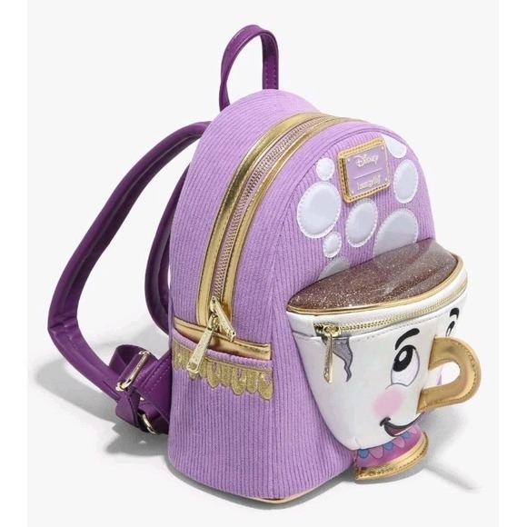 Loungefly Disney Beauty and the Beast Chip Figural Corduroy Mini Backpack - Picture 2 of 4